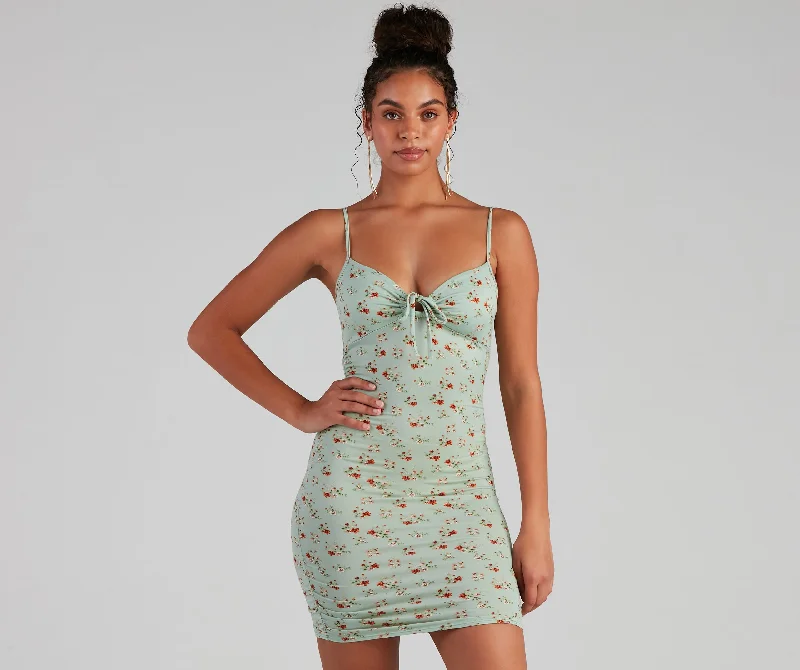 Idyllwild Floral Bust Tie Mini Dress