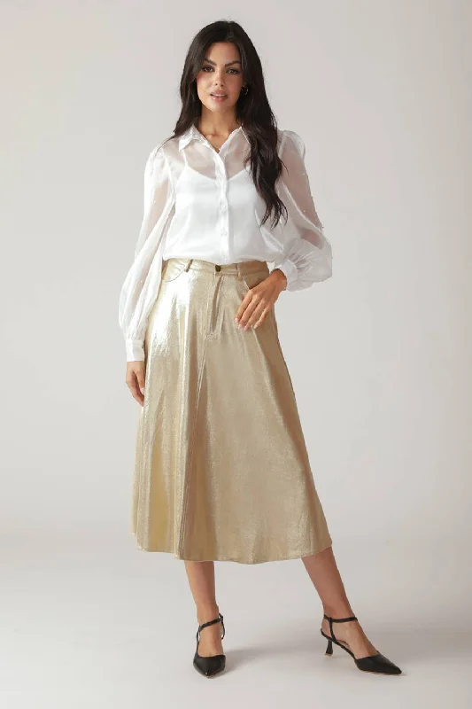 MYSTIC TWILIGHT FAUX LEATHER MIDI SKIRT