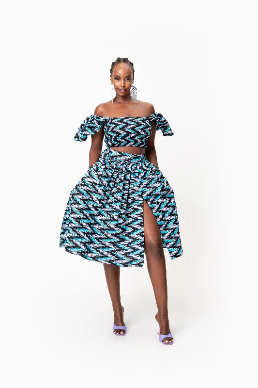 LINA African Print Midi Skirt