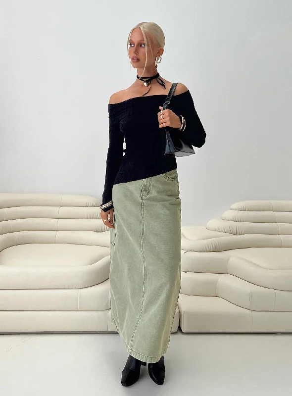 Mcguane Denim Midi Skirt Green