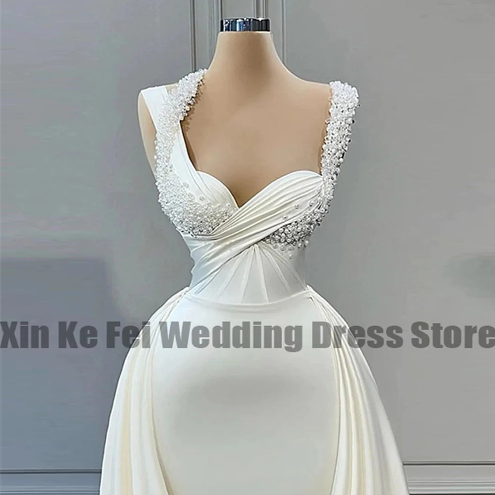 Wedding Dresses For Woman Square Neck Satin Bridal Gown